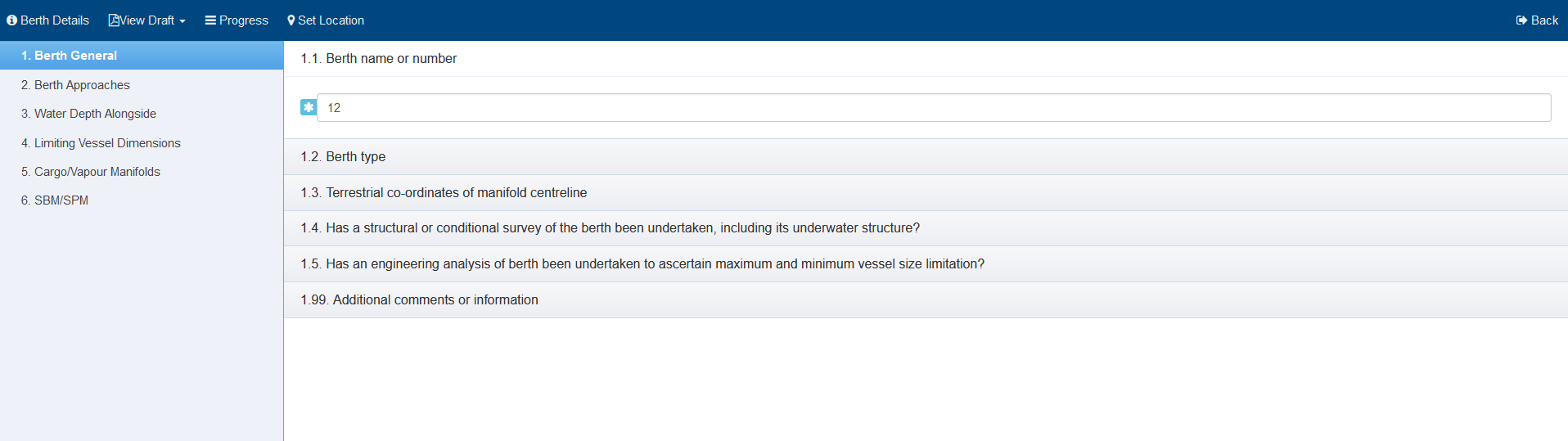 MTIS Terminal Operator Adding/Updating details in a Berth and